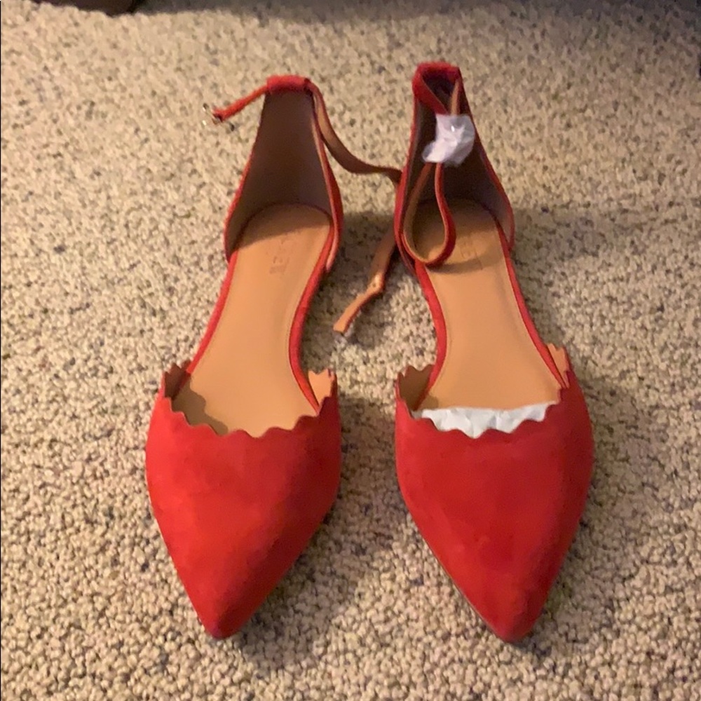 JCrew scallop D’orsay flats Red